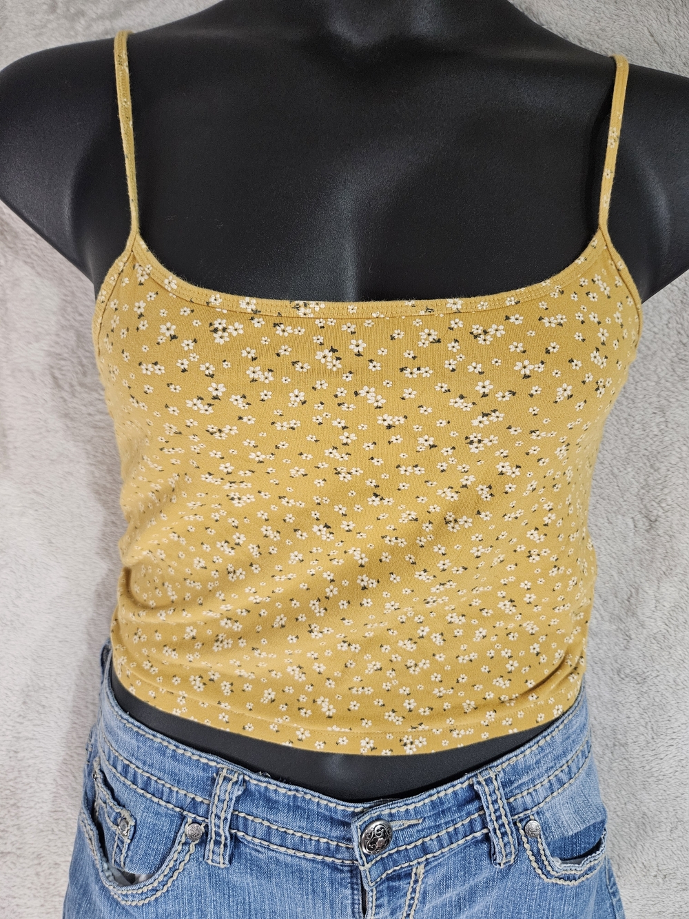 American Eagle Outfitters Yellow Floral Spaghetti Strap Camisole